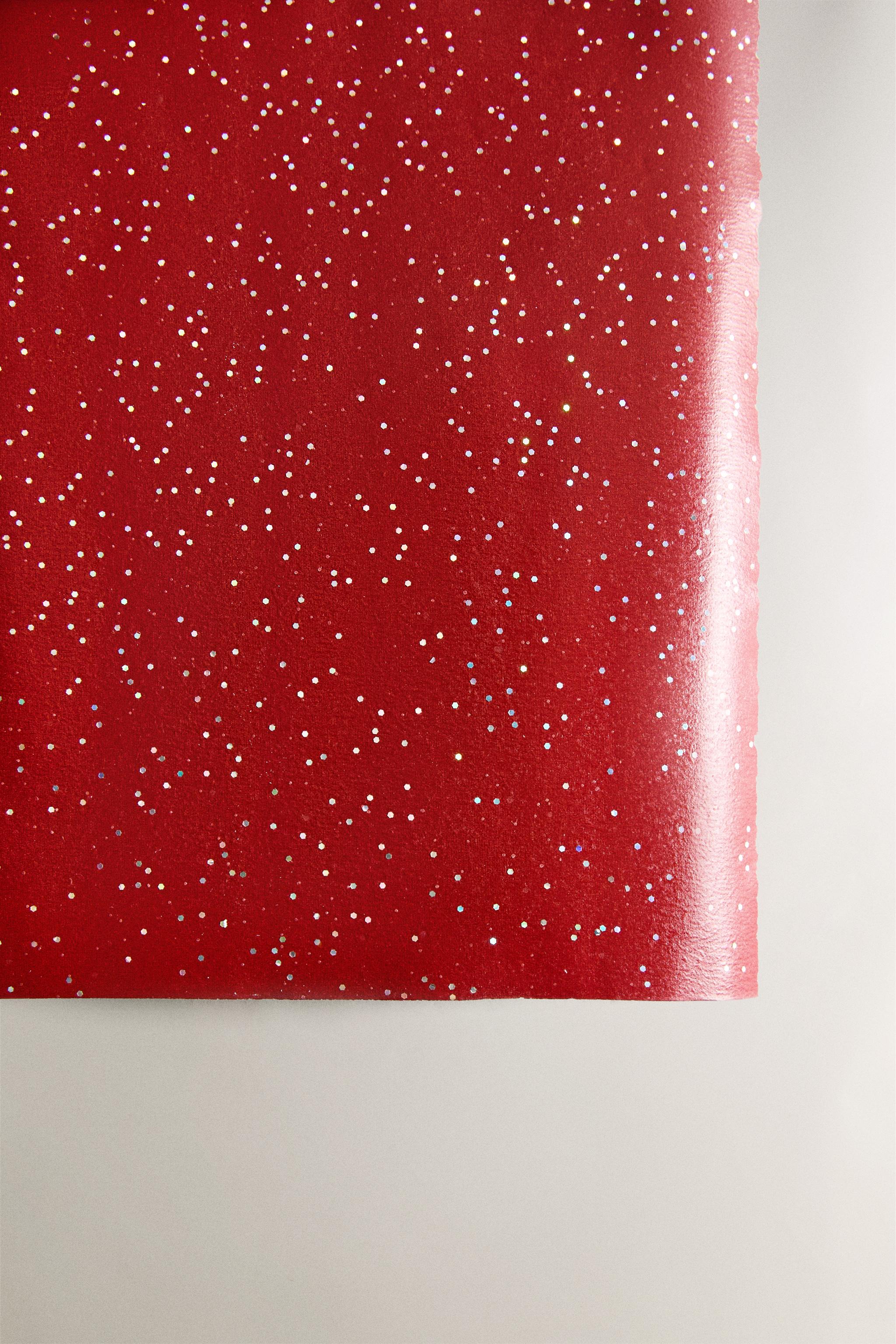 PAPIER CADEAU ROUGE PAILLETTES NOËL